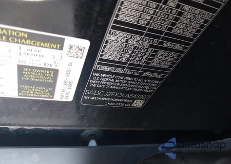 2020 Jaguar F-Pace Premium P250 Awd Automatic z USA, uszkodzony, nr VIN SADCJ2FX3LA643987